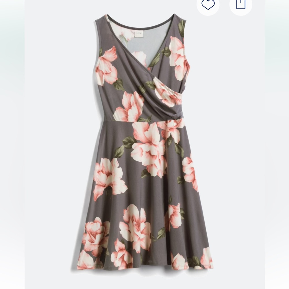 Kaileigh Gray and Pink Floral Midi Dress
